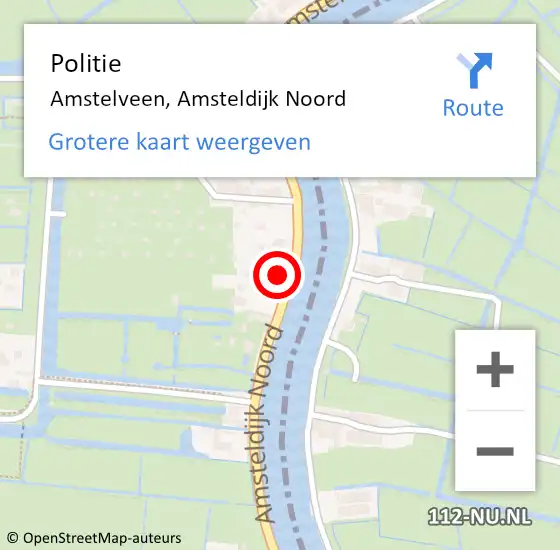 Locatie op kaart van de 112 melding: Politie Amstelveen, Amsteldijk Noord op 15 november 2024 16:22