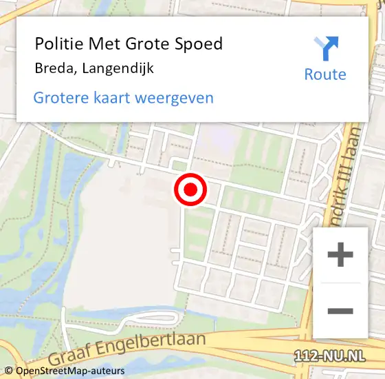 Locatie op kaart van de 112 melding: Politie Met Grote Spoed Naar Breda, Langendijk op 15 november 2024 16:24