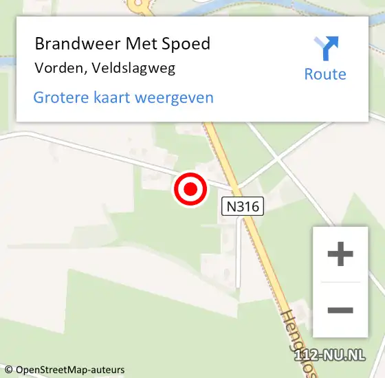 Locatie op kaart van de 112 melding: Brandweer Met Spoed Naar Vorden, Veldslagweg op 15 november 2024 16:36