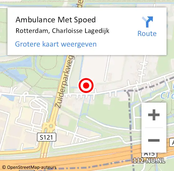 Locatie op kaart van de 112 melding: Ambulance Met Spoed Naar Rotterdam, Charloisse Lagedijk op 15 november 2024 17:04