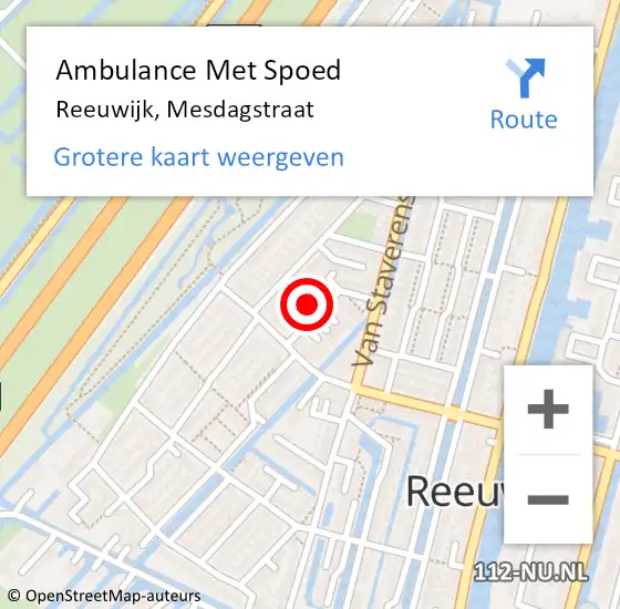 Locatie op kaart van de 112 melding: Ambulance Met Spoed Naar Reeuwijk, Mesdagstraat op 15 november 2024 17:09