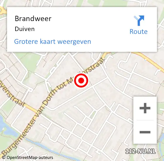 Locatie op kaart van de 112 melding: Brandweer Duiven op 15 november 2024 17:13