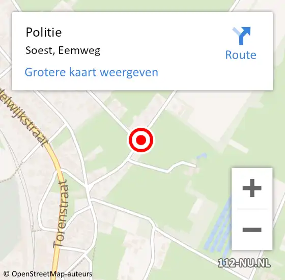 Locatie op kaart van de 112 melding: Politie Soest, Eemweg op 15 november 2024 17:14