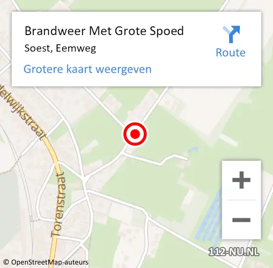 Locatie op kaart van de 112 melding: Brandweer Met Grote Spoed Naar Soest, Eemweg op 15 november 2024 17:15