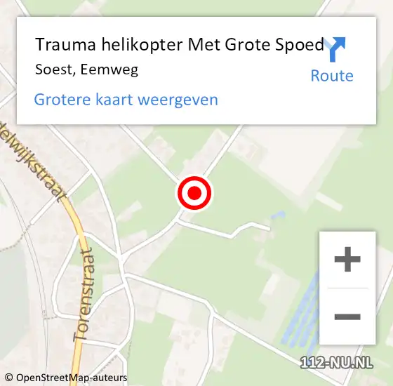 Locatie op kaart van de 112 melding: Trauma helikopter Met Grote Spoed Naar Soest, Eemweg op 15 november 2024 17:17