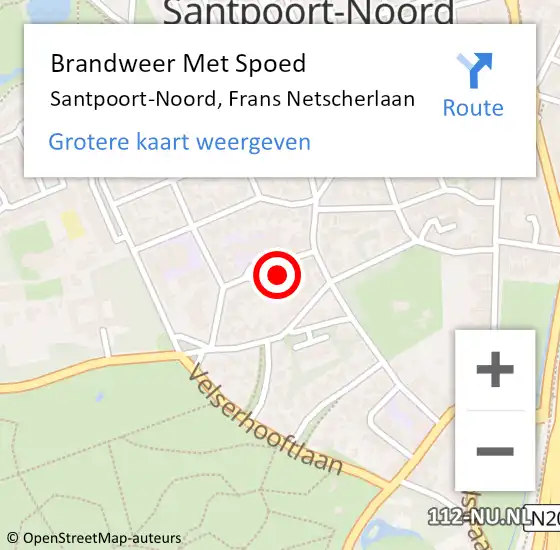 Locatie op kaart van de 112 melding: Brandweer Met Spoed Naar Santpoort-Noord, Frans Netscherlaan op 15 november 2024 17:17