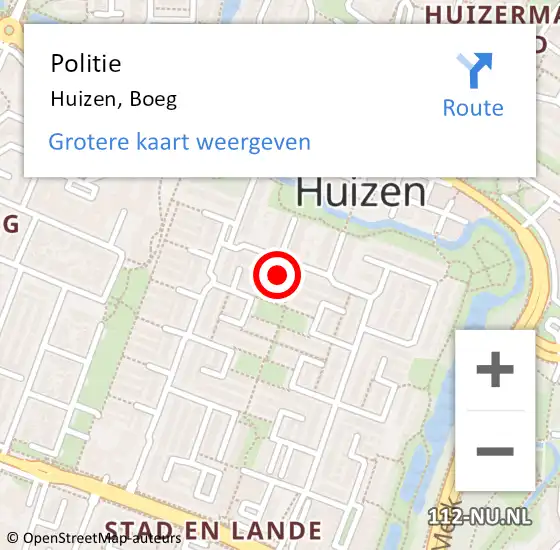 Locatie op kaart van de 112 melding: Politie Huizen, Boeg op 15 november 2024 17:20