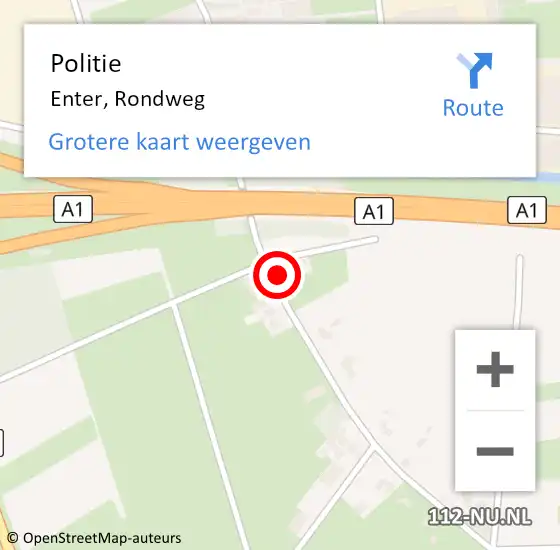 Locatie op kaart van de 112 melding: Politie Enter, Rondweg op 15 november 2024 17:21