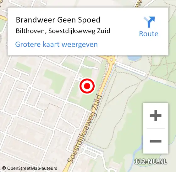 Locatie op kaart van de 112 melding: Brandweer Geen Spoed Naar Bilthoven, Soestdijkseweg Zuid op 15 november 2024 17:25