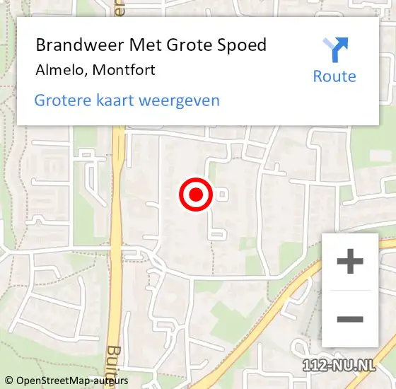 Locatie op kaart van de 112 melding: Brandweer Met Grote Spoed Naar Almelo, Montfort op 15 november 2024 17:44