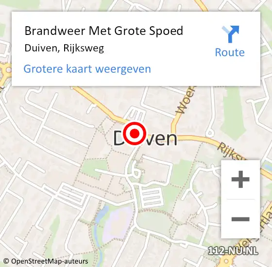 Locatie op kaart van de 112 melding: Brandweer Met Grote Spoed Naar Duiven, Rijksweg op 15 november 2024 17:48