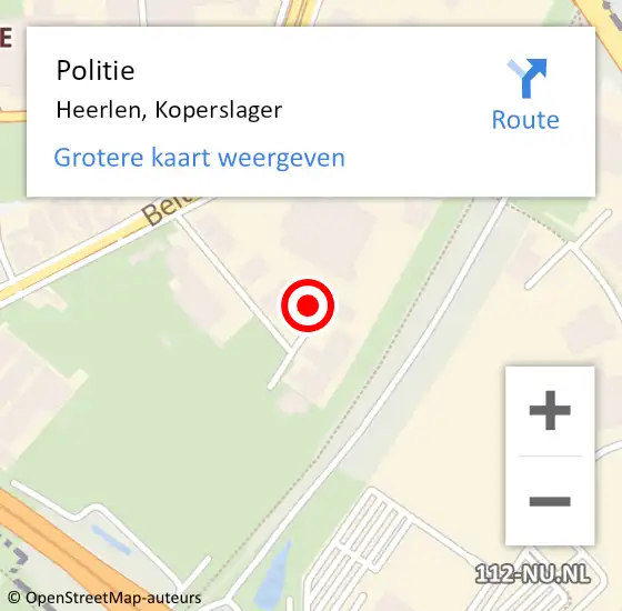 Locatie op kaart van de 112 melding: Politie Heerlen, Koperslager op 15 november 2024 17:48