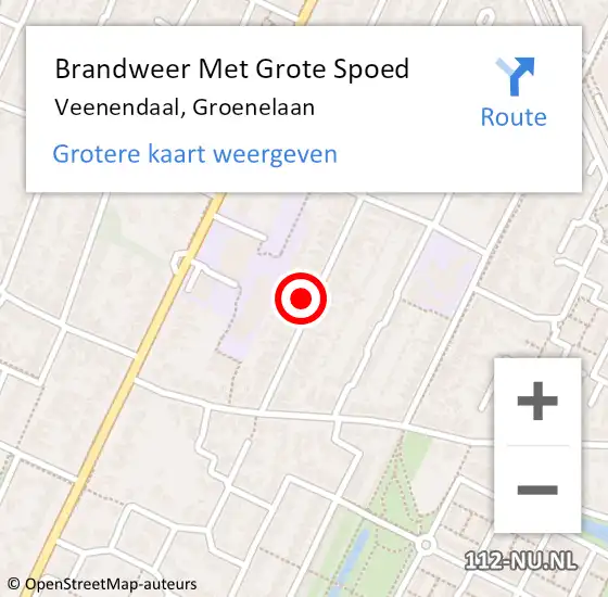 Locatie op kaart van de 112 melding: Brandweer Met Grote Spoed Naar Veenendaal, Groenelaan op 15 november 2024 17:54