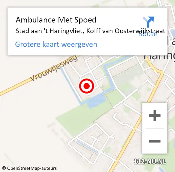 Locatie op kaart van de 112 melding: Ambulance Met Spoed Naar Stad aan 't Haringvliet, Kolff van Oosterwijkstraat op 15 november 2024 18:12