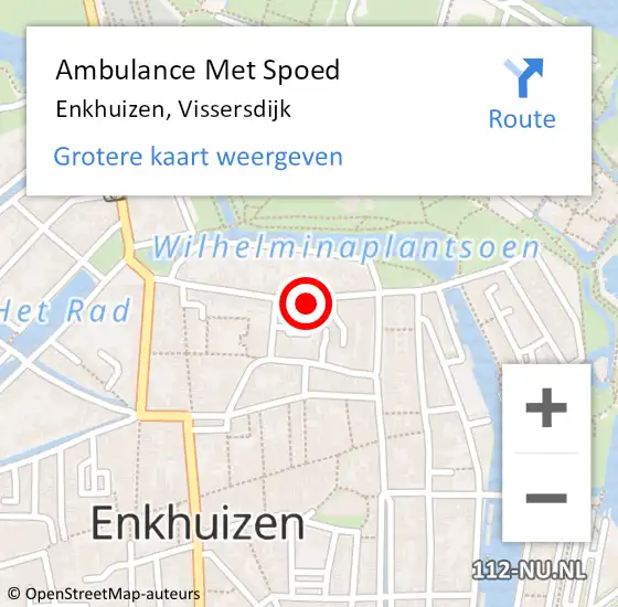 Locatie op kaart van de 112 melding: Ambulance Met Spoed Naar Enkhuizen, Vissersdijk op 15 november 2024 18:16