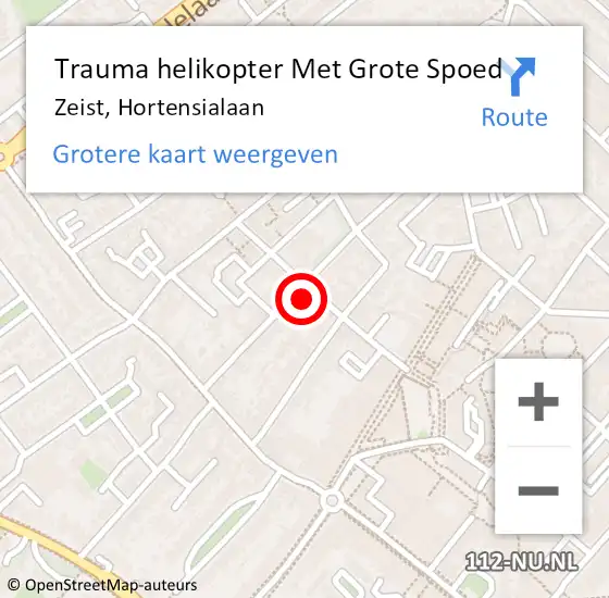 Locatie op kaart van de 112 melding: Trauma helikopter Met Grote Spoed Naar Zeist, Hortensialaan op 15 november 2024 18:19