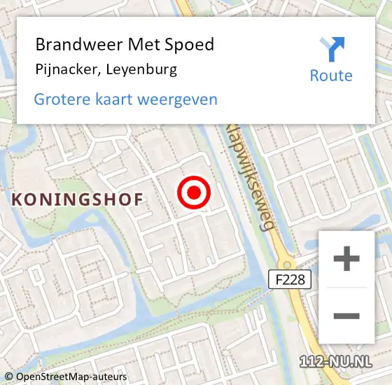 Locatie op kaart van de 112 melding: Brandweer Met Spoed Naar Pijnacker, Leyenburg op 15 november 2024 18:23