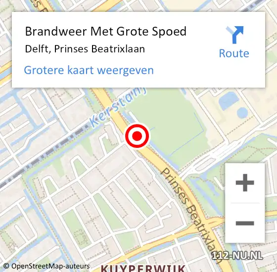 Locatie op kaart van de 112 melding: Brandweer Met Grote Spoed Naar Delft, Prinses Beatrixlaan op 15 november 2024 18:26