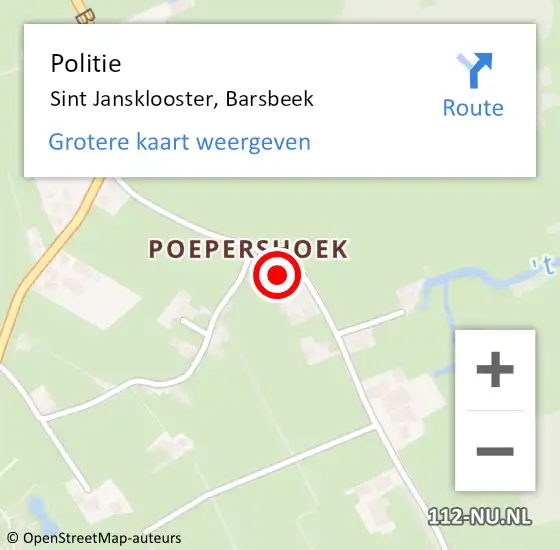 Locatie op kaart van de 112 melding: Politie Sint Jansklooster, Barsbeek op 15 november 2024 18:41