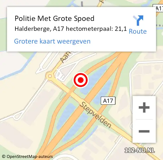 Locatie op kaart van de 112 melding: Politie Met Grote Spoed Naar Halderberge, A17 hectometerpaal: 21,1 op 15 november 2024 18:49