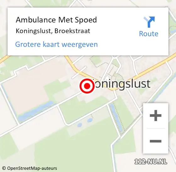 Locatie op kaart van de 112 melding: Ambulance Met Spoed Naar Koningslust, Broekstraat op 27 oktober 2014 08:33