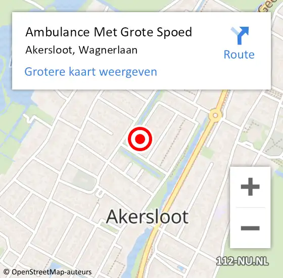 Locatie op kaart van de 112 melding: Ambulance Met Grote Spoed Naar Akersloot, Wagnerlaan op 15 november 2024 19:15