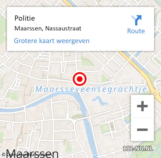 Locatie op kaart van de 112 melding: Politie Maarssen, Nassaustraat op 15 november 2024 19:16