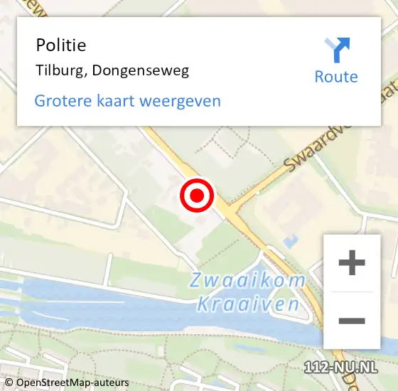 Locatie op kaart van de 112 melding: Politie Tilburg, Dongenseweg op 15 november 2024 19:20