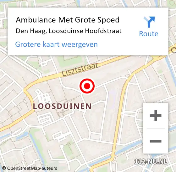 Locatie op kaart van de 112 melding: Ambulance Met Grote Spoed Naar Den Haag, Loosduinse Hoofdstraat op 15 november 2024 19:40