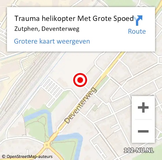 Locatie op kaart van de 112 melding: Trauma helikopter Met Grote Spoed Naar Zutphen, Deventerweg op 15 november 2024 19:49