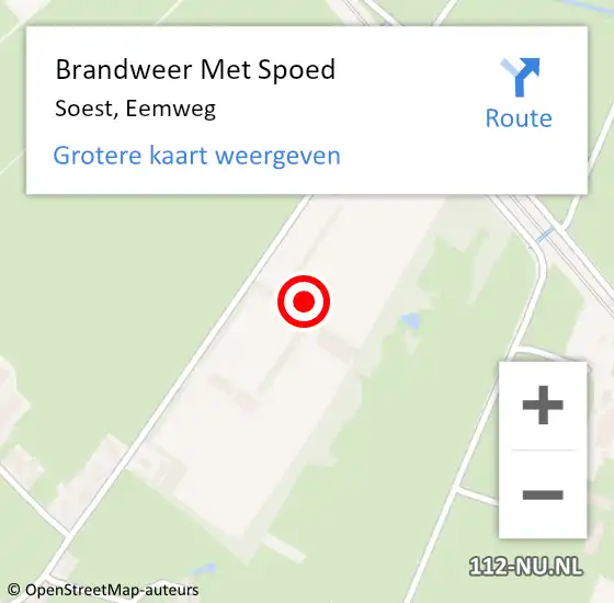 Locatie op kaart van de 112 melding: Brandweer Met Spoed Naar Soest, Eemweg op 15 november 2024 20:28