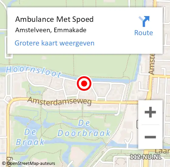 Locatie op kaart van de 112 melding: Ambulance Met Spoed Naar Amstelveen, Emmakade op 15 november 2024 20:32