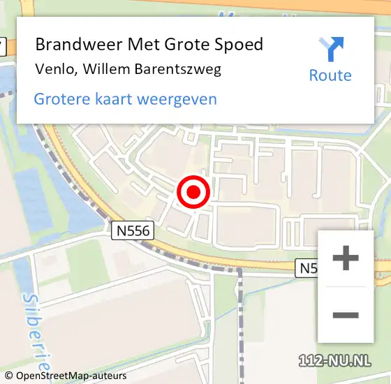 Locatie op kaart van de 112 melding: Brandweer Met Grote Spoed Naar Venlo, Willem Barentszweg op 15 november 2024 20:34