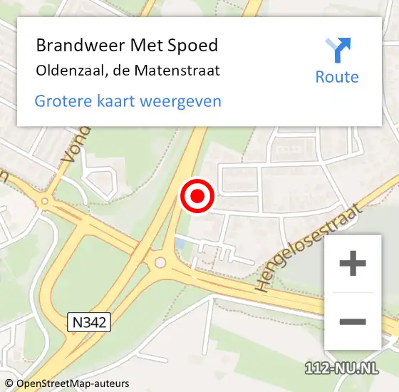 Locatie op kaart van de 112 melding: Brandweer Met Spoed Naar Oldenzaal, de Matenstraat op 15 november 2024 20:36