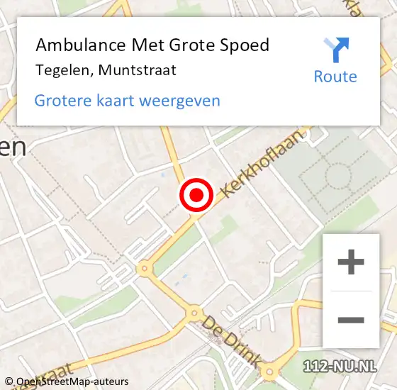 Locatie op kaart van de 112 melding: Ambulance Met Grote Spoed Naar Tegelen, Muntstraat op 15 november 2024 20:44