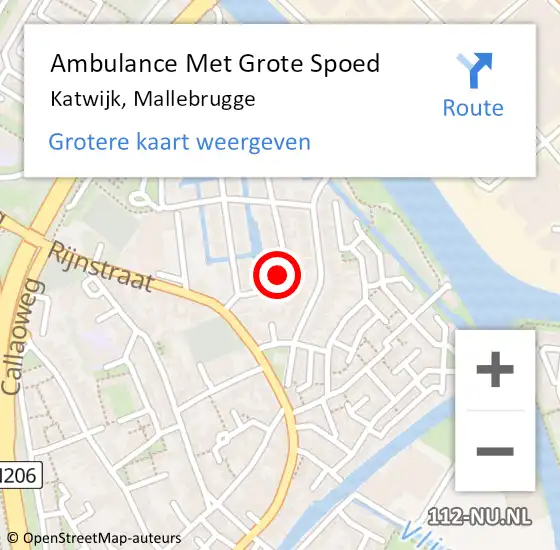 Locatie op kaart van de 112 melding: Ambulance Met Grote Spoed Naar Katwijk, Mallebrugge op 27 oktober 2014 08:43