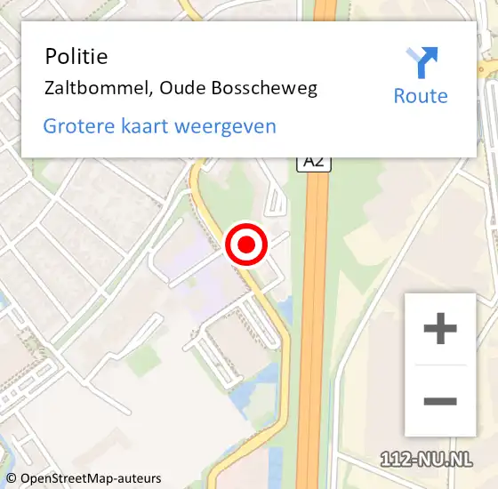 Locatie op kaart van de 112 melding: Politie Zaltbommel, Oude Bosscheweg op 15 november 2024 21:13