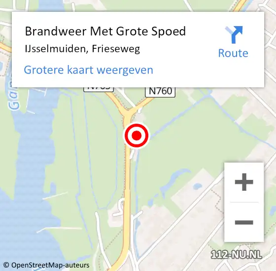 Locatie op kaart van de 112 melding: Brandweer Met Grote Spoed Naar IJsselmuiden, Frieseweg op 15 november 2024 21:15