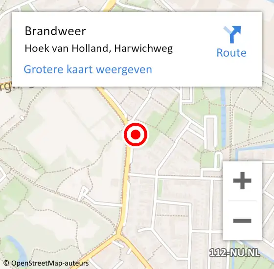 Locatie op kaart van de 112 melding: Brandweer Hoek van Holland, Harwichweg op 15 november 2024 21:40