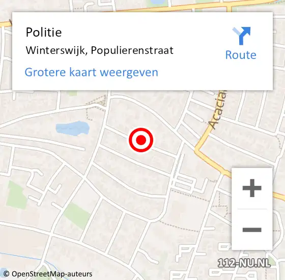 Locatie op kaart van de 112 melding: Politie Winterswijk, Populierenstraat op 15 november 2024 21:55