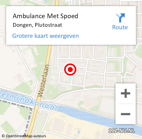 Locatie op kaart van de 112 melding: Ambulance Met Spoed Naar Dongen, Plutostraat op 27 oktober 2014 08:46