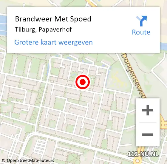 Locatie op kaart van de 112 melding: Brandweer Met Spoed Naar Tilburg, Papaverhof op 15 november 2024 22:11