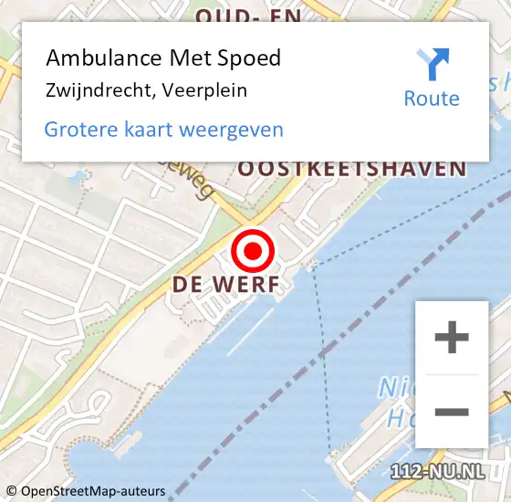 Locatie op kaart van de 112 melding: Ambulance Met Spoed Naar Zwijndrecht, Veerplein op 15 november 2024 22:36