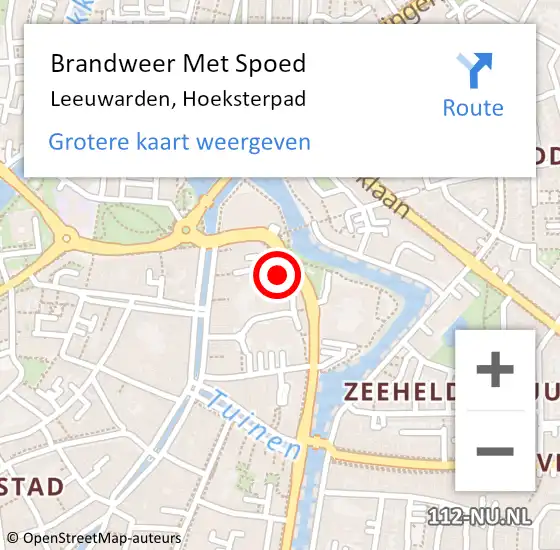Locatie op kaart van de 112 melding: Brandweer Met Spoed Naar Leeuwarden, Hoeksterpad op 15 november 2024 22:43