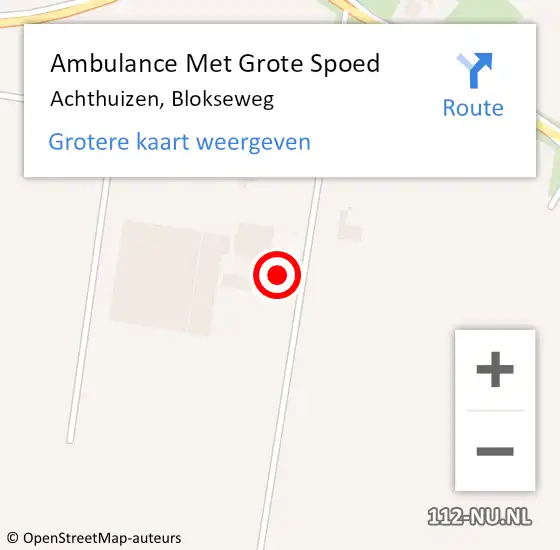 Locatie op kaart van de 112 melding: Ambulance Met Grote Spoed Naar Achthuizen, Blokseweg op 15 november 2024 22:56