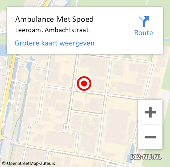 Locatie op kaart van de 112 melding: Ambulance Met Spoed Naar Leerdam, Ambachtstraat op 27 oktober 2014 08:51