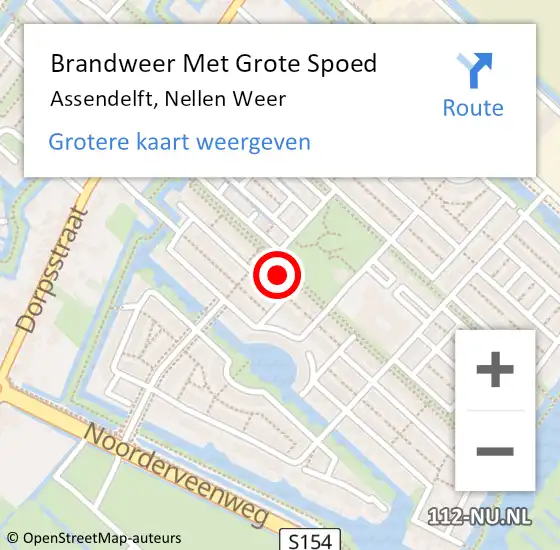 Locatie op kaart van de 112 melding: Brandweer Met Grote Spoed Naar Assendelft, Nellen Weer op 15 november 2024 23:10