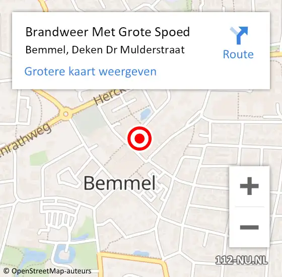 Locatie op kaart van de 112 melding: Brandweer Met Grote Spoed Naar Bemmel, Deken Dr Mulderstraat op 15 november 2024 23:10