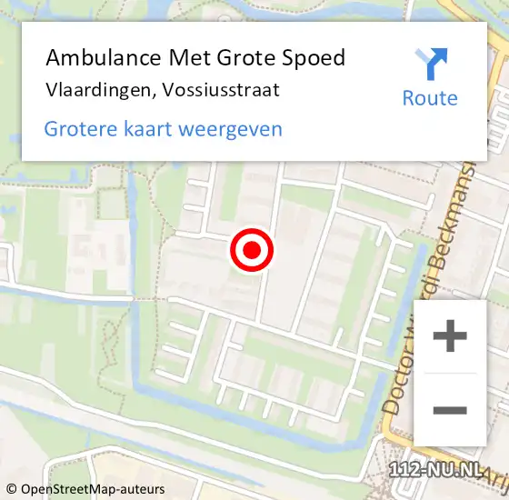 Locatie op kaart van de 112 melding: Ambulance Met Grote Spoed Naar Vlaardingen, Vossiusstraat op 15 november 2024 23:14