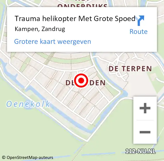 Locatie op kaart van de 112 melding: Trauma helikopter Met Grote Spoed Naar Kampen, Zandrug op 15 november 2024 23:16